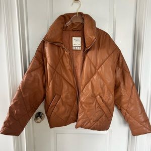Abercrombie Vegan Leather Puffer Coat